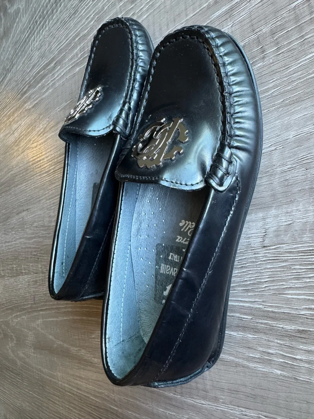 Black Kids Slip-On Loafers with Silver Accent